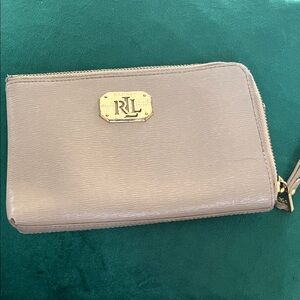 Ralph Lauren Taupe Wallet with Gold Detail